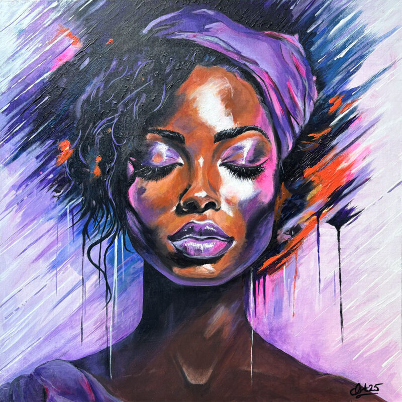 Original Abstract Portriat Painting 'Aurora' by Scottish Artist David R