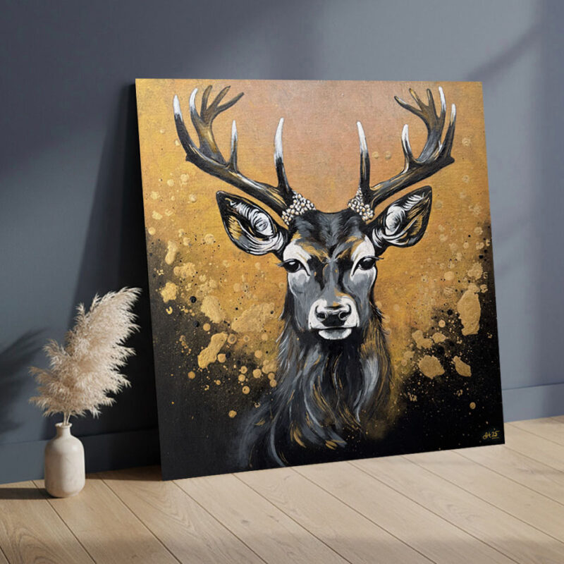 Golden Monarch - Original Painting sitting propped up against a wall