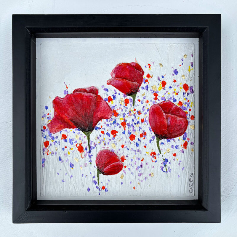 Framed small painting called Four Poppies.