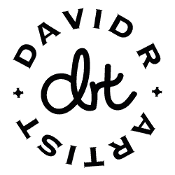 Logo25_Outline250Ai2 David R Artist DRT Gallery logo outlined in white